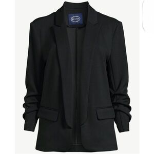 Scoop Scrunch Sleeve Scubaknit  Black Blazer Size L